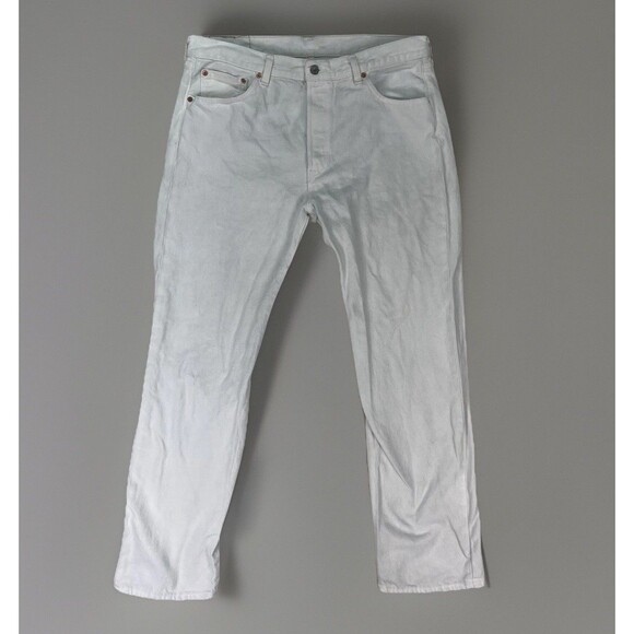 Levi's‎ 501 Jeans Men's Size 35 x 30 White Denim Button Fly Straight Leg - Picture 1 of 9